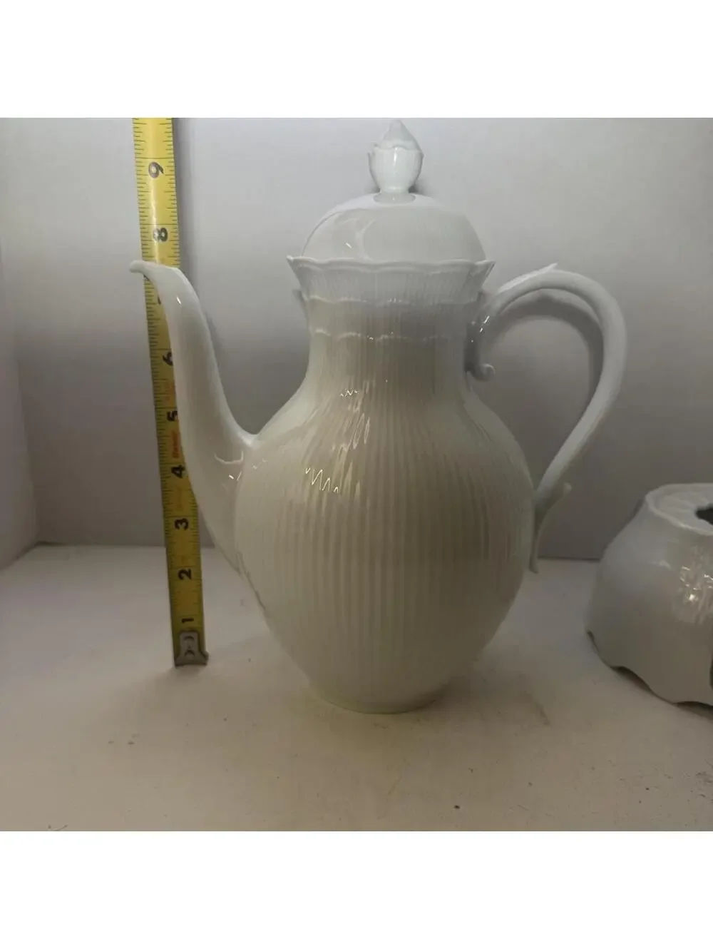 Vintage AK Kaiser Romantica White Porcelain Tea Coffee Pot Matching Base